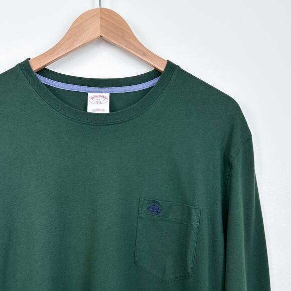 Brooks Brothers Embroidered Logo Pocket Long Sleeve Crewneck T-Shirt - Picture 1 of 6
